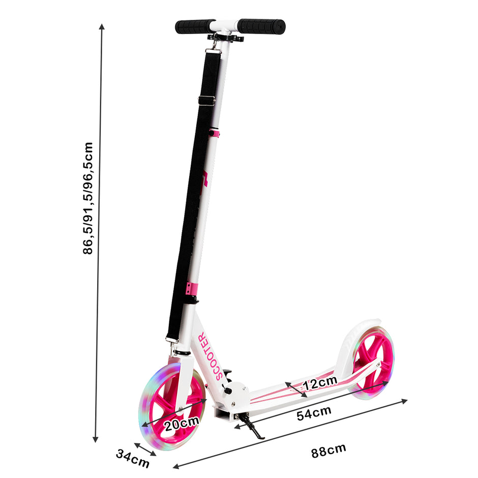Scooter – Roller hopfällbar höjdjusterbar lastkapacitet med LED hjul – 100 kg 2 – Rosa