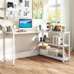 L – formad Skrivbord Databord med Laddningsstation och Förvaringsfack modern Gamingbord – Vit