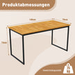 Akacieträds – matbord för personer rektangulärt terrassbord med ribbotten metallram och parasollhål – 6 140 x 70 x 70 cm – Natur