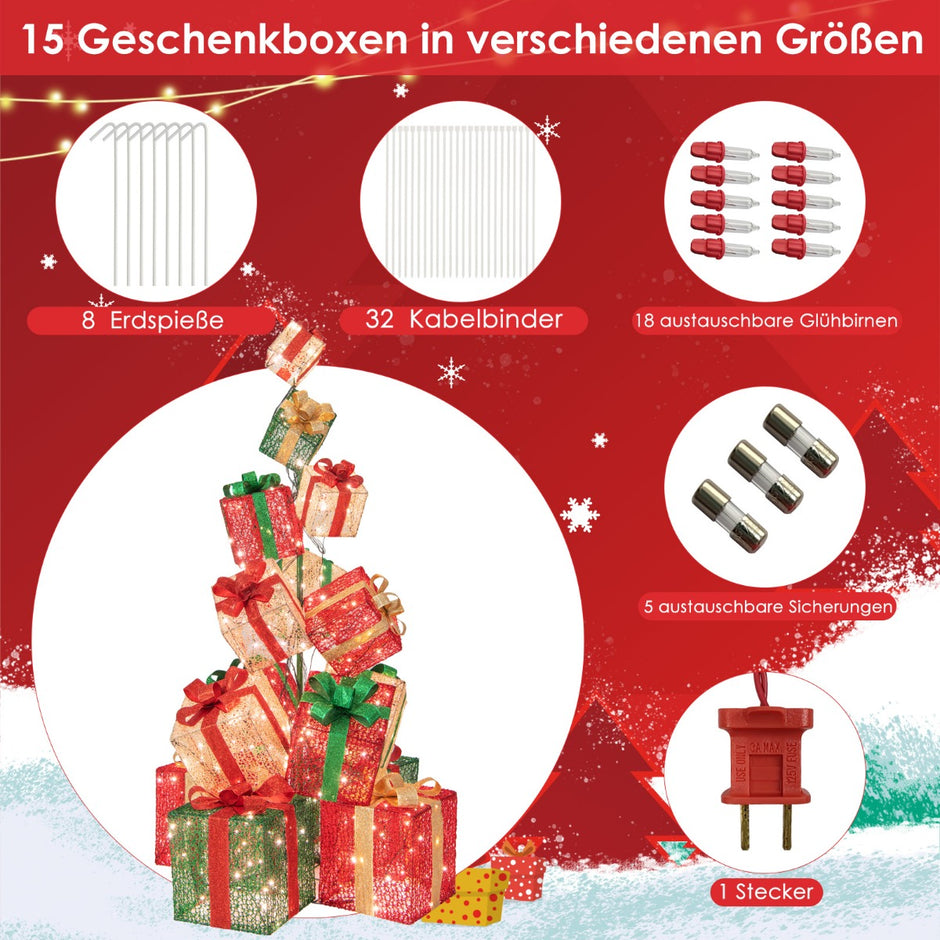 Upplyst – presentförpackning Set staplade förinställda julklappsförpackningar – 15 170 cm – Färgglad