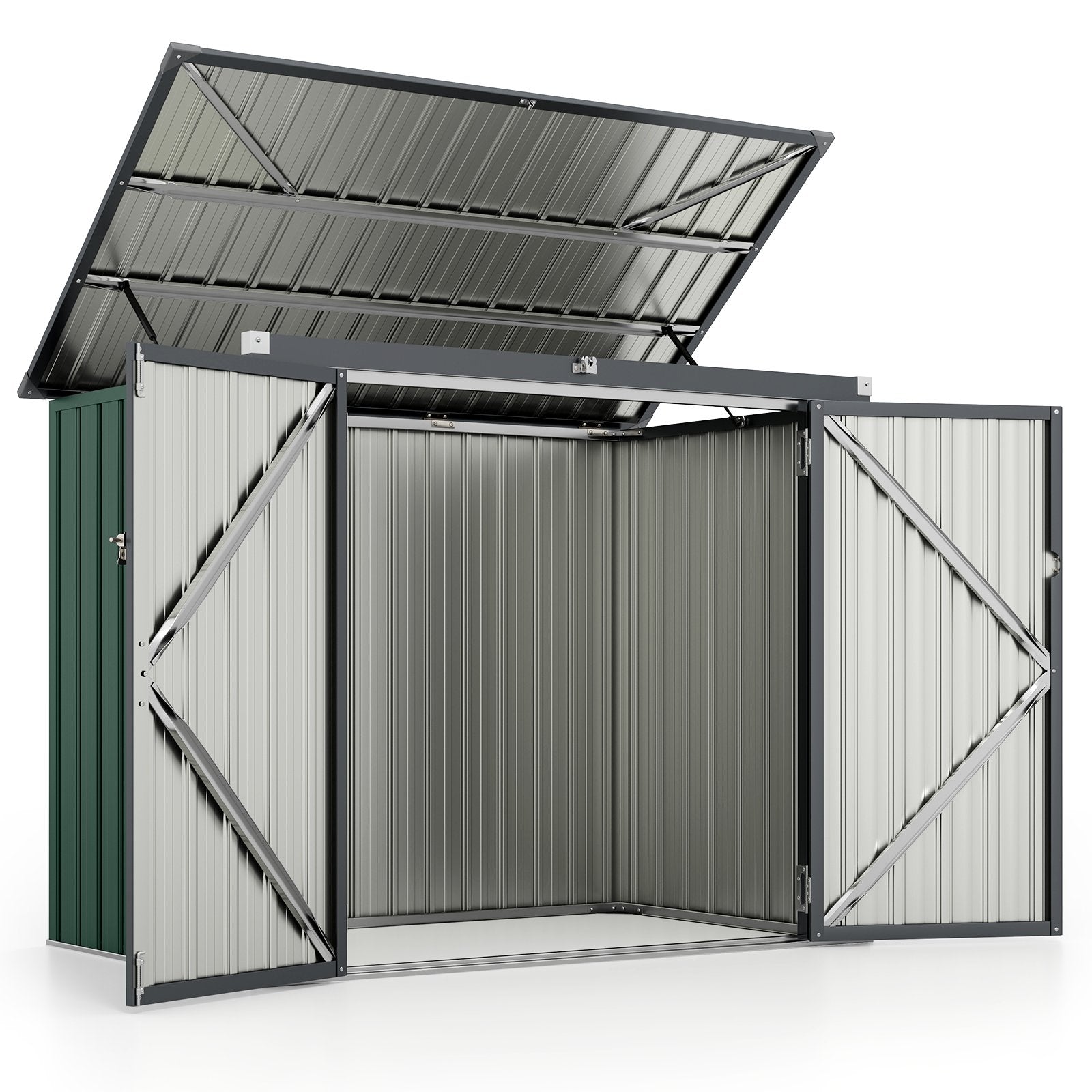 Sopkärlsbox – för Sopbox i galvaniserat metall Sophus med dörrar – 2 2 172 x 95,5 x 130 cm – Grön