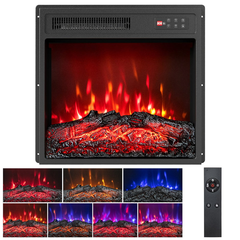 18" – elektrisk kamineinsatz 750W/1500W med fjärrkontroll Inbyggd – Svart