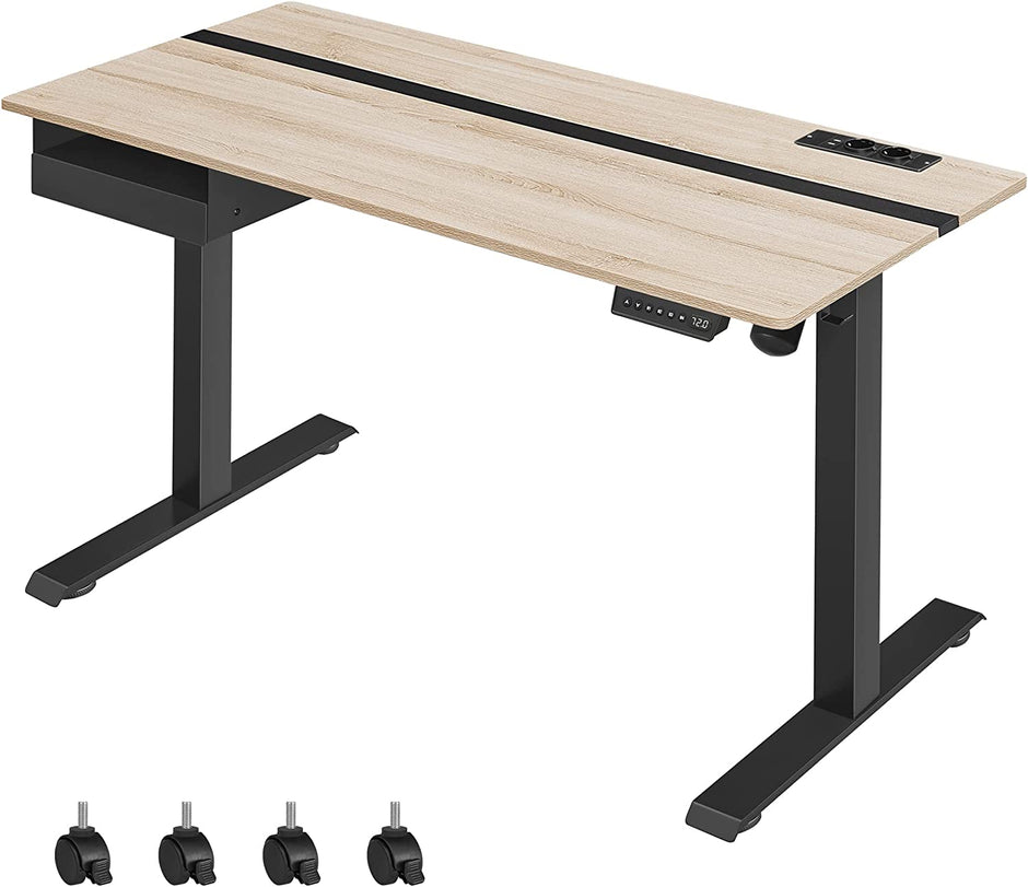Elektrischer Schreibtisch - Höhe einstellbar - Speicherfunktion mit 4 Höhen - weiß schwarz - 60 x 140 cm