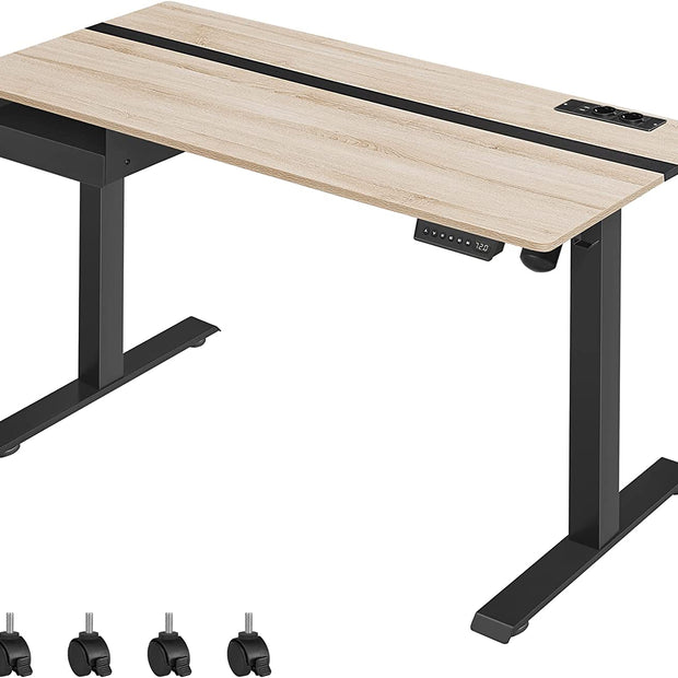 Elektrischer Schreibtisch - Höhe einstellbar - Speicherfunktion mit 4 Höhen - weiß schwarz - 60 x 140 cm