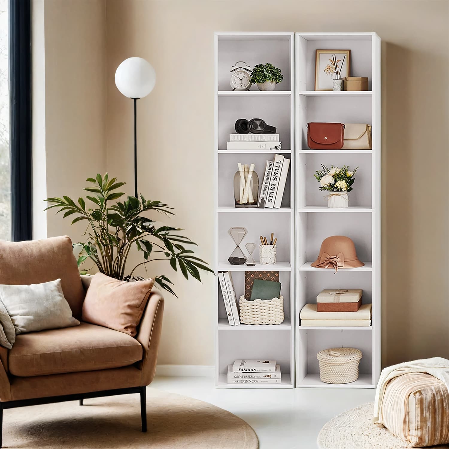 6-layer-Bücherregal im skandinavischen Stil, stehendes Regal für Wohnzimmer