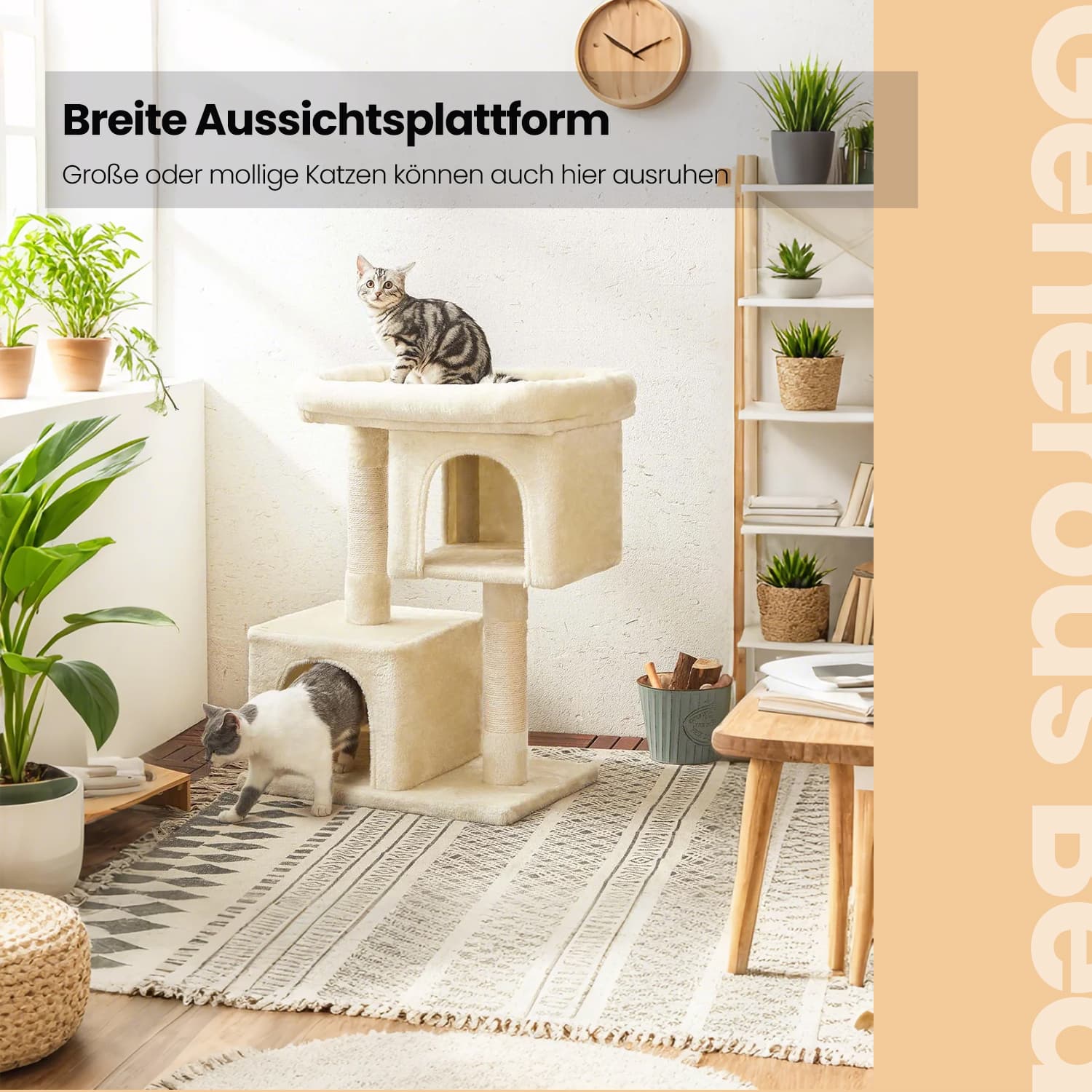 84 cm Hochkratzerpfosten, Kratzerpfosten für große Katzen, große Aussichtsplattform