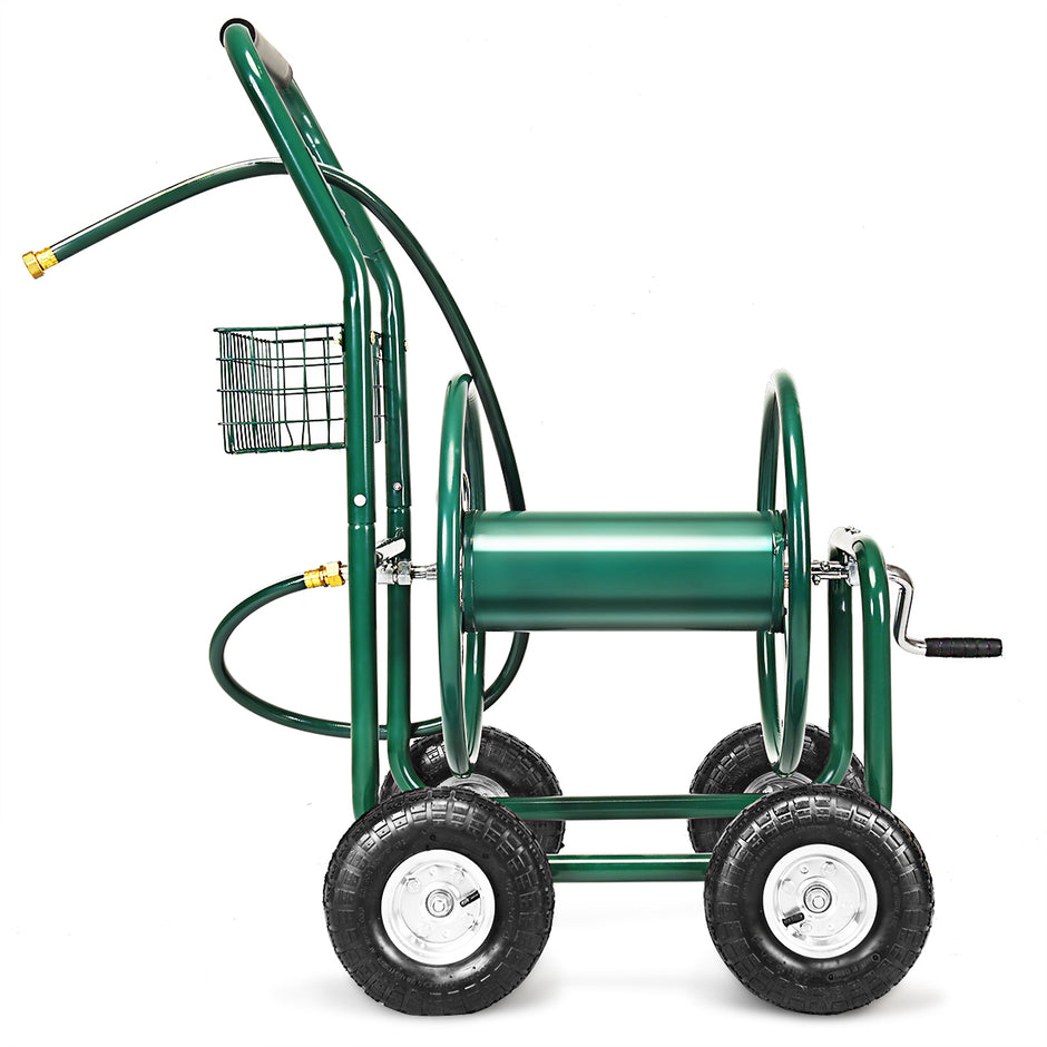 Trädgårdsslangvagn – Slangupprullare med korg metall – 96 x 62 x 113 cm – Grön
