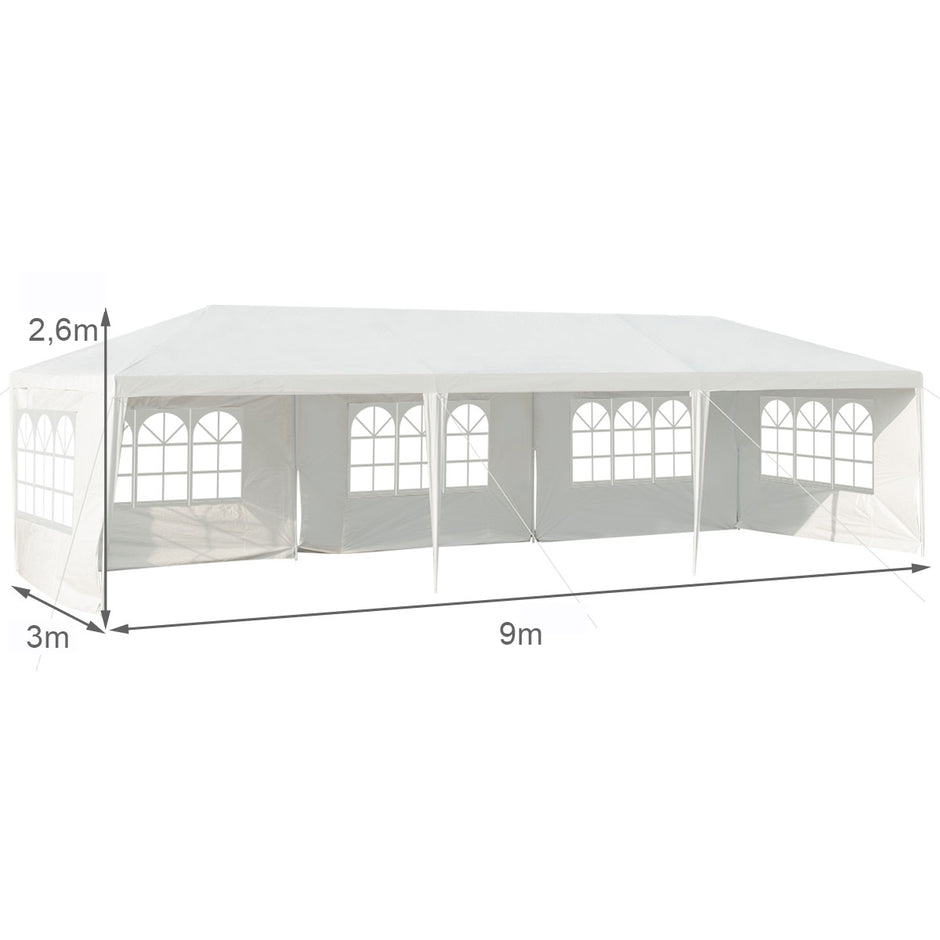 Paviljongtält – Trädgård med avtagbara sidoväggar – 5 3 x 9 m – Vit