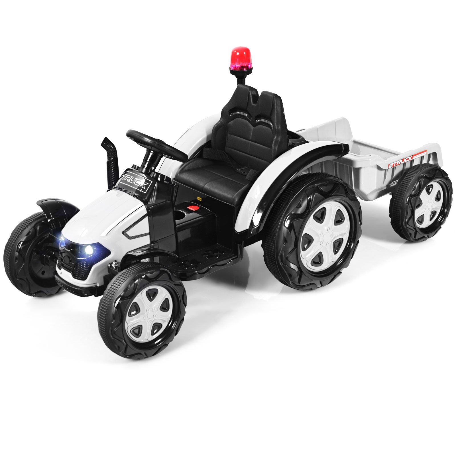 Leksakstraktor – med släp för barn 12V åktraktor – 151 x 68 x 70 cm – Vit