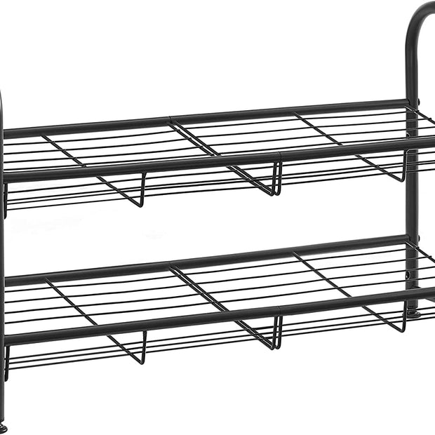 Schuhregal - mit 2 Regalen - Stapelbarer Schuhspeicher - für maximal 8 Paar Schuhe - Stahl gemacht - schwarz - schwarz