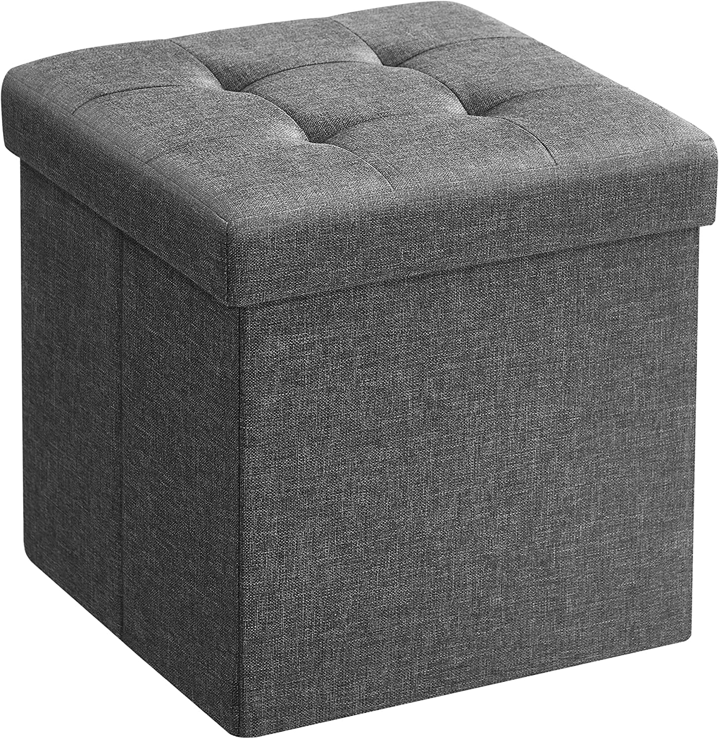 Sitzhocker - mit Stauraum - klappbarer Hocker - Footstool - Dunkelgrau
