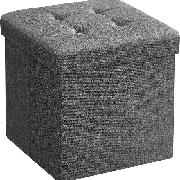 Sitzhocker - mit Stauraum - klappbarer Hocker - Footstool - Dunkelgrau