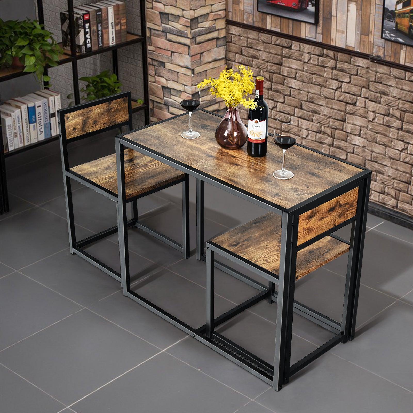 st – Bord Grupp Set + Stolar Antik – 3 2 – Brun