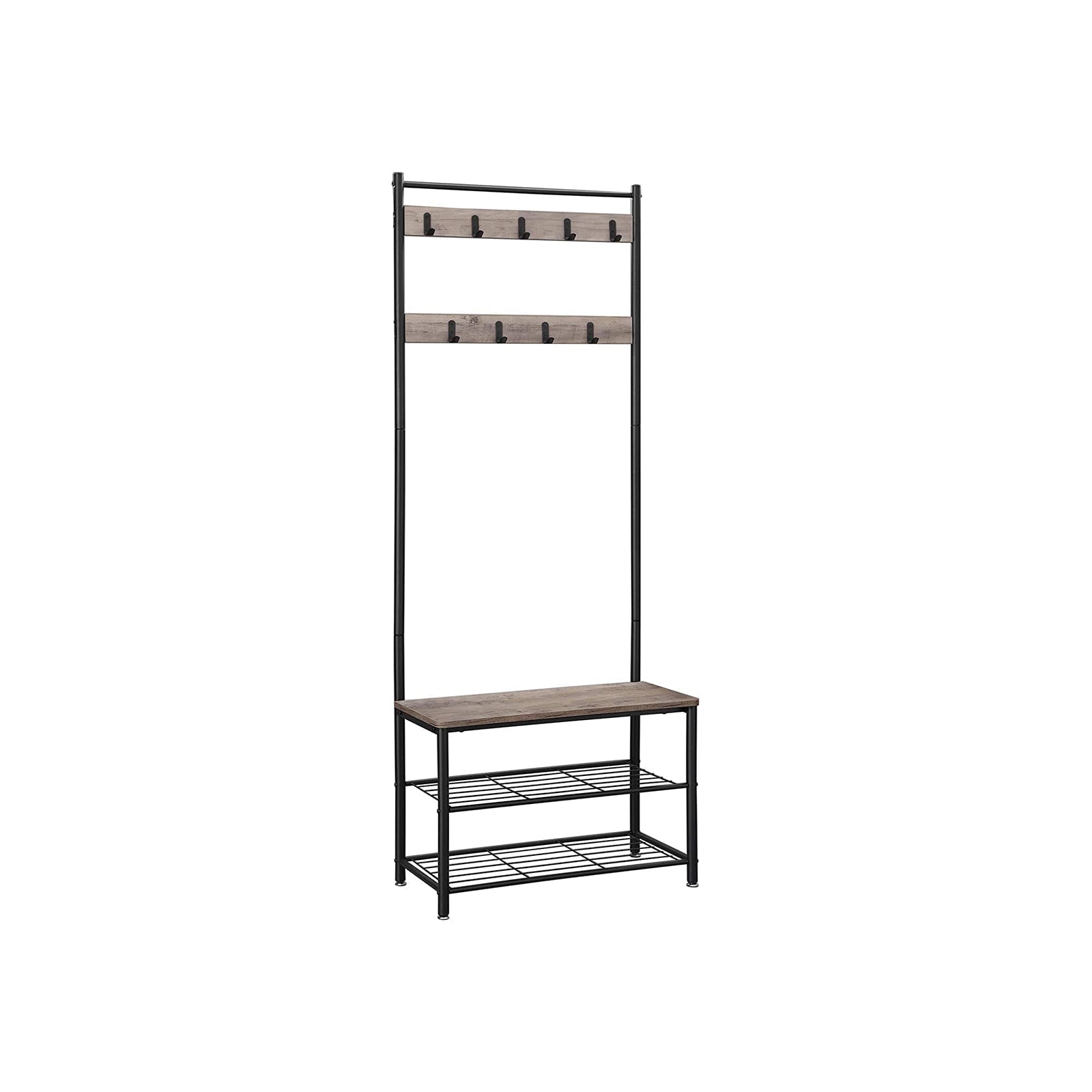 Kleiderregal - Schuhregal mit Sofa - mit 3 Haken - dunkelbraun