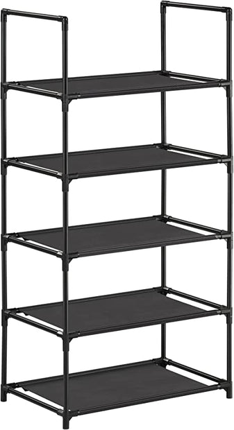 Schuhregal - mit 5 Levels - Schuhspeicher - Stehstange - mit Metallrahmen - Schwarz