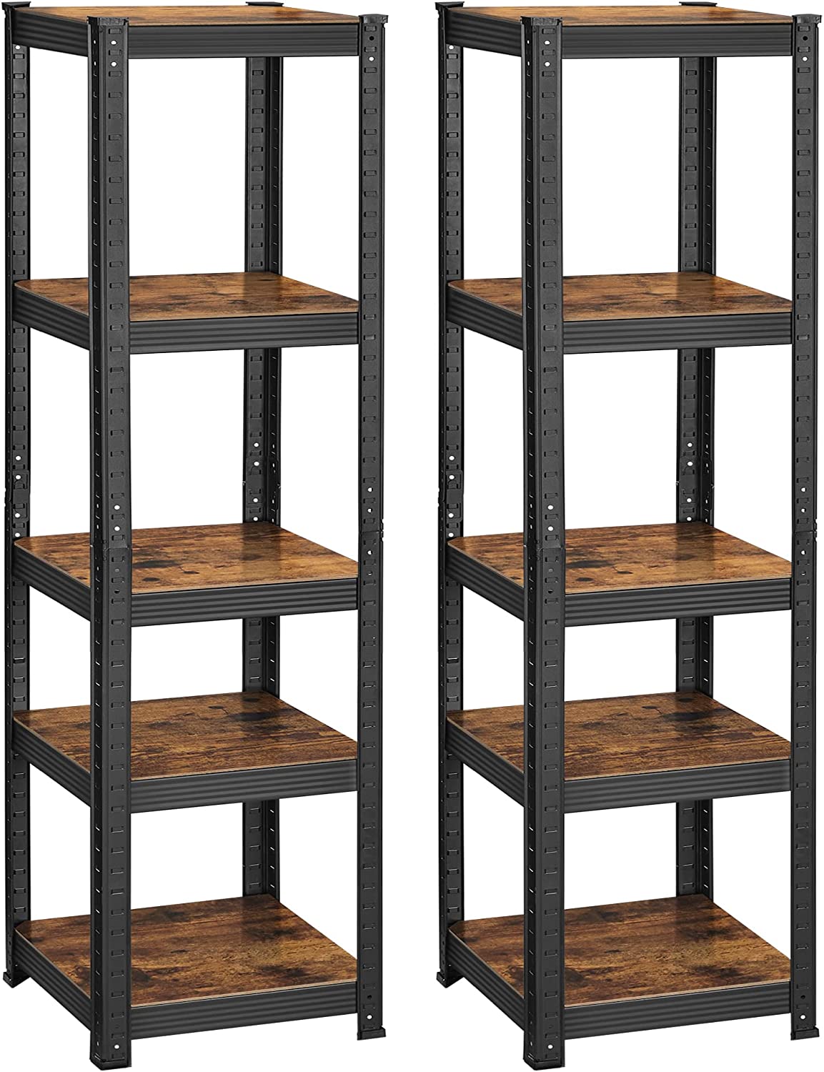 Lagerregale - Lagerschrank - Set von 2 - 5 Regalen - steuerpflichtig bis 400 kg - braunes Schwarz