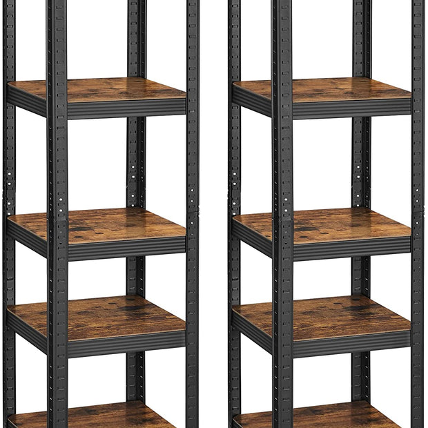 Lagerregale - Lagerschrank - Set von 2 - 5 Regalen - steuerpflichtig bis 400 kg - braunes Schwarz