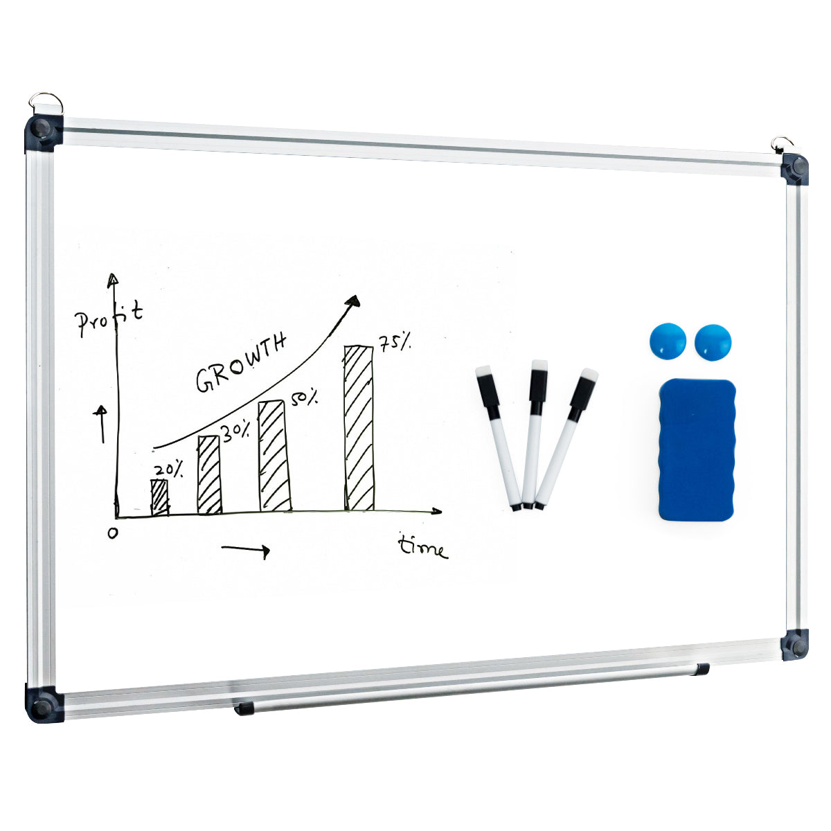 Whiteboard – med avtagbar pennbricka Aluminiumram Magnetisk – 50 x 35 cm – Vit
