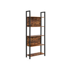 Buchregal - Wohnzimmerschrank - Holzbretter - Metallrahmen - Brown