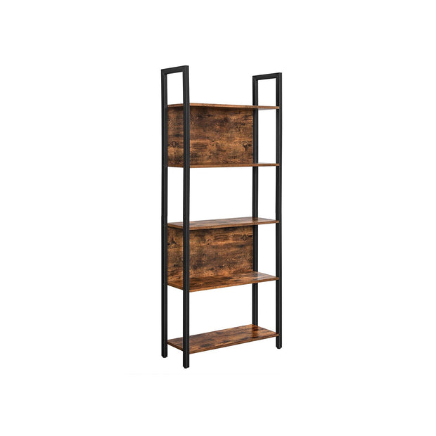 Buchregal - Wohnzimmerschrank - Holzbretter - Metallrahmen - Brown