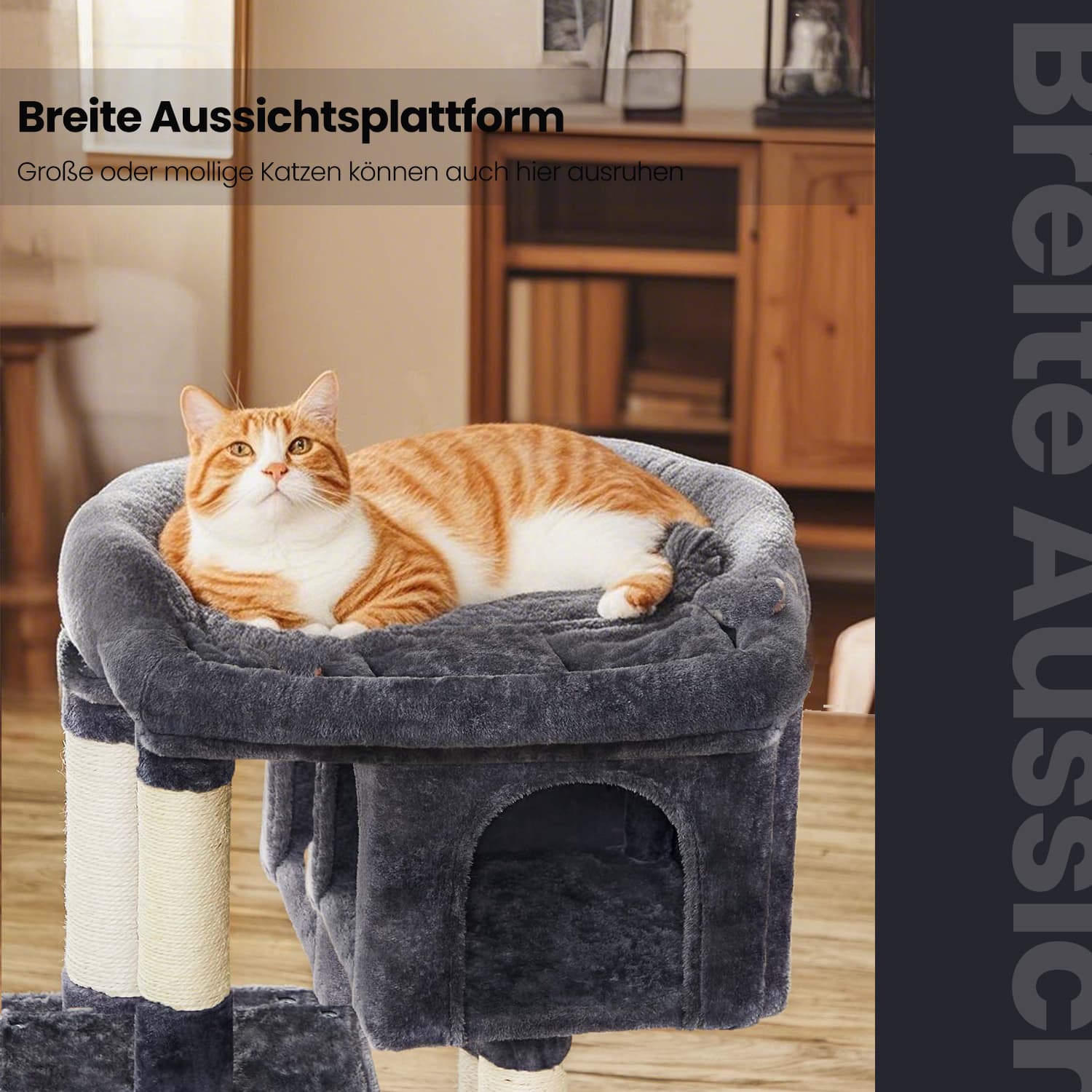 84 cm Hochkratzerpfosten, Kratzerpfosten für große Katzen, große Aussichtsplattform