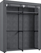 Kleiderschrank mit Bekleidungsstangen - Leinenschrank - Kleidungsständer - faltbar - 140 x 43 x 174 cm