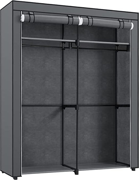 Kleiderschrank mit Bekleidungsstangen - Leinenschrank - Kleidungsständer - faltbar - 140 x 43 x 174 cm
