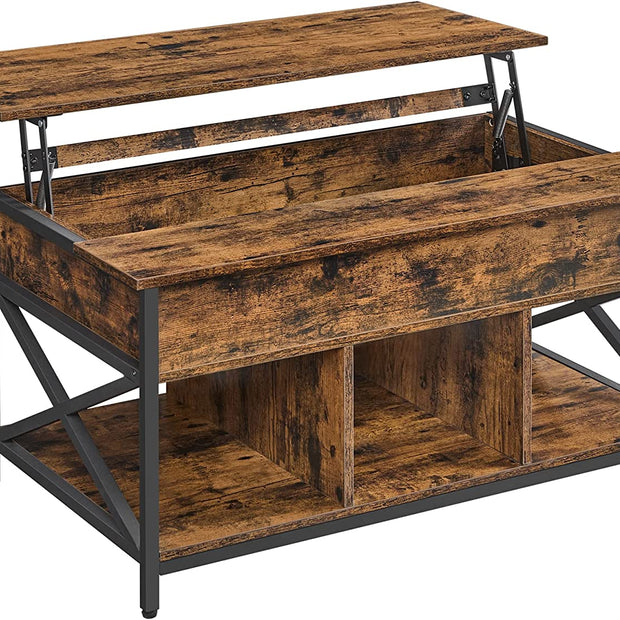 Couchtisch - Wohnzimmertisch - mit verstecktem Lagerraum - Vintage Brown -black