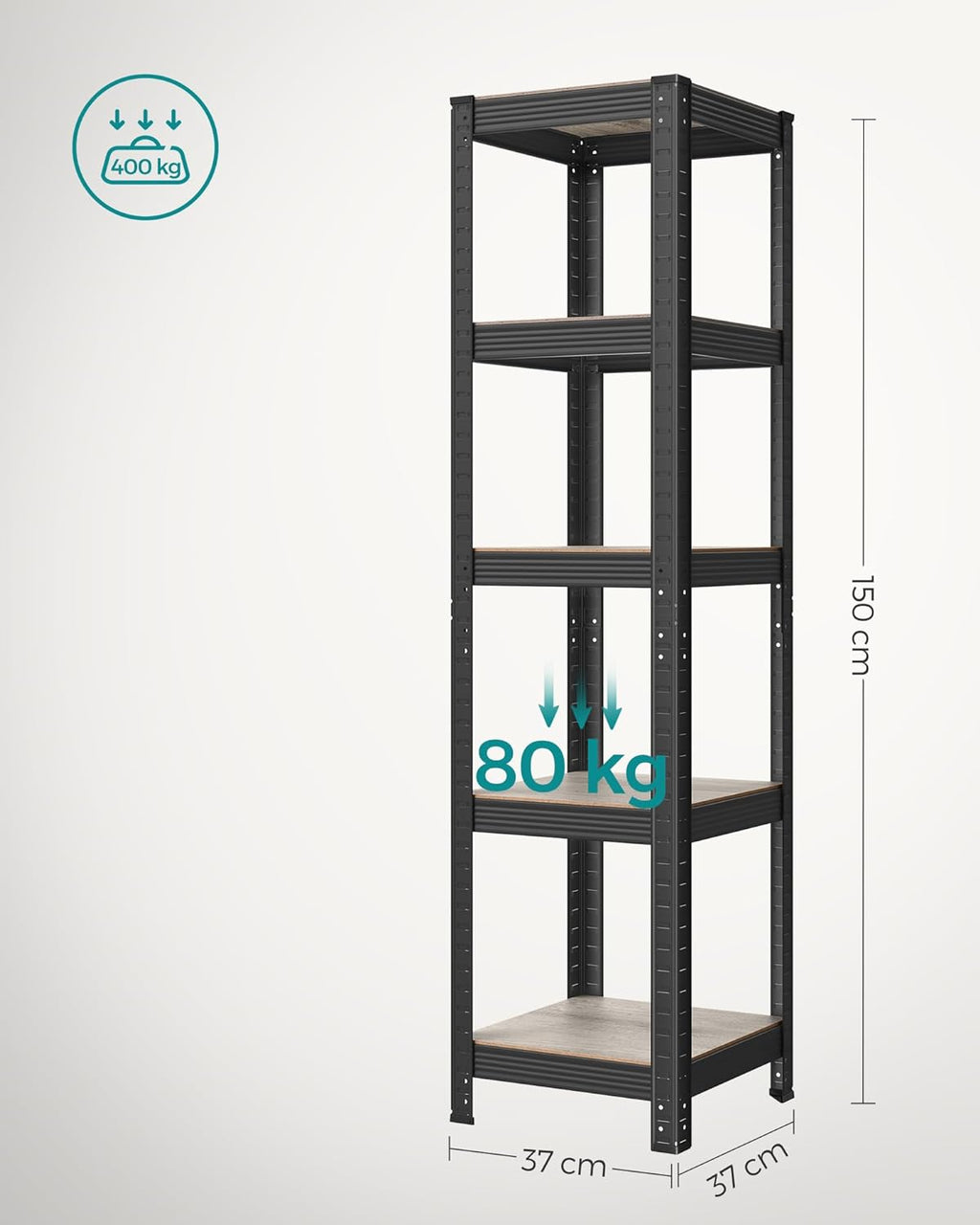 Kleine Rackbox - Wohnzimmerschrank - extra stark - 5 Level - Schwarz