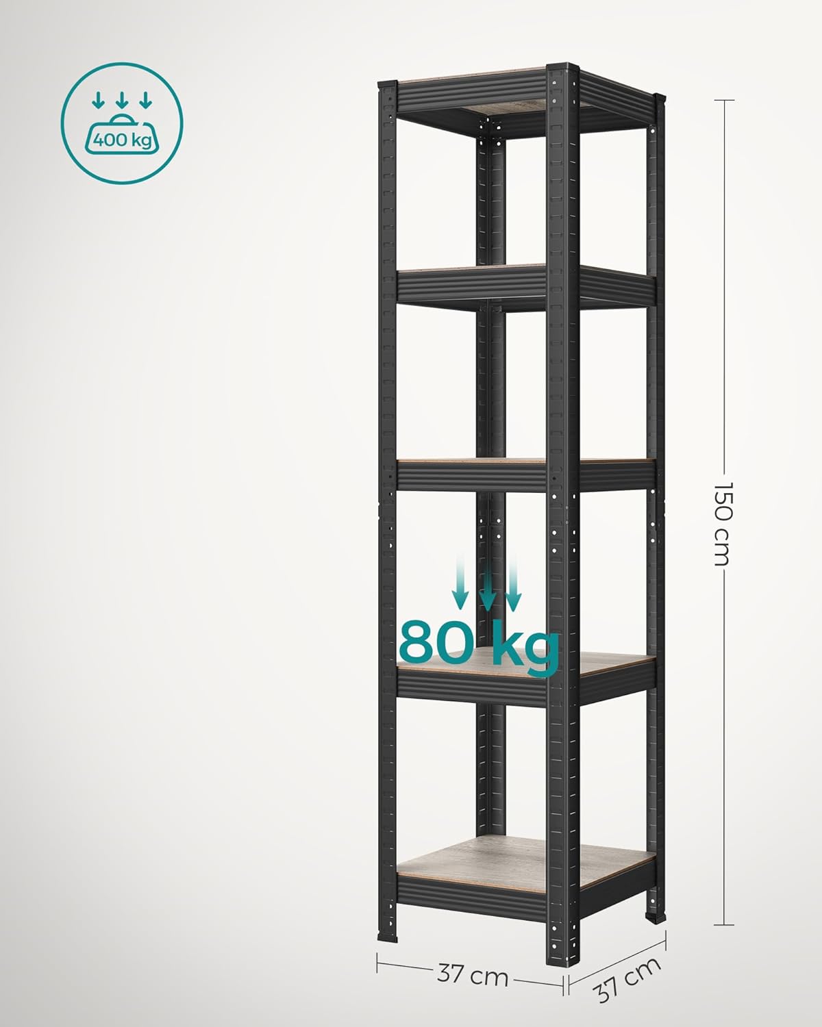 Kleine Rackbox - Wohnzimmerschrank - extra stark - 5 Level - Schwarz