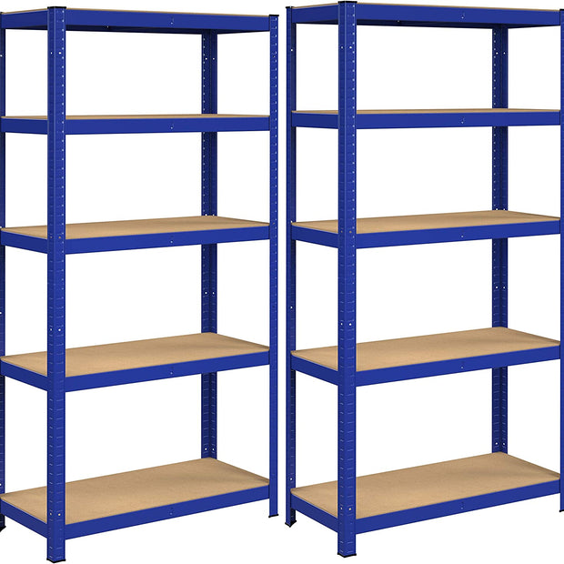 Speicherregale - 2 - Kellerschrank - 5 einstellbare Regale - Metallplanken - Blau