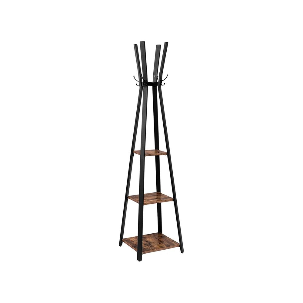 Coat Rack - mit 3 Regalen - Gaderobe Standard - Industrielles Design - Brown Black