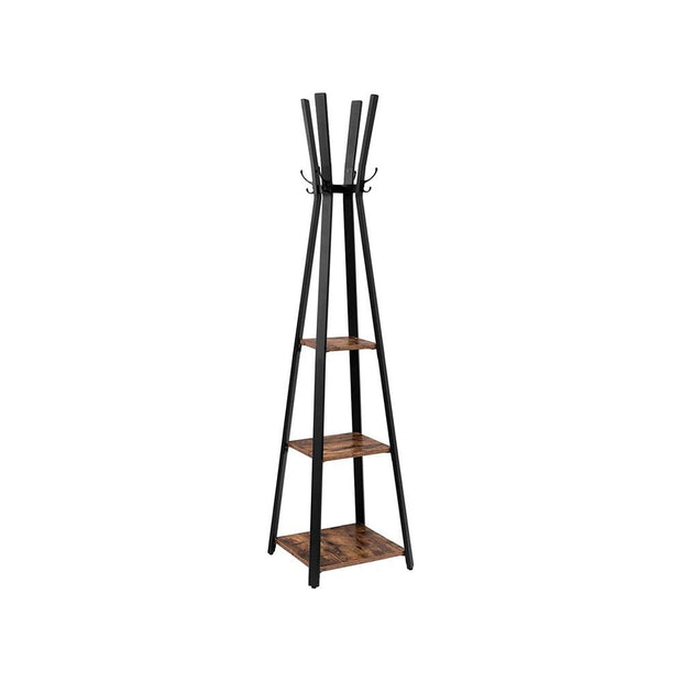 Coat Rack - mit 3 Regalen - Gaderobe Standard - Industrielles Design - Brown Black