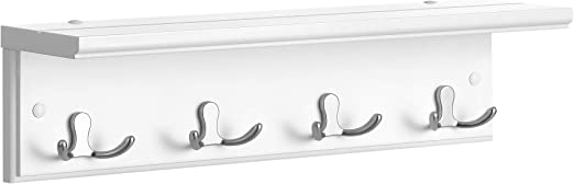 Wandtellack - Halle -Kleiderregal - mit 4 Doppelhaken - mit Brett