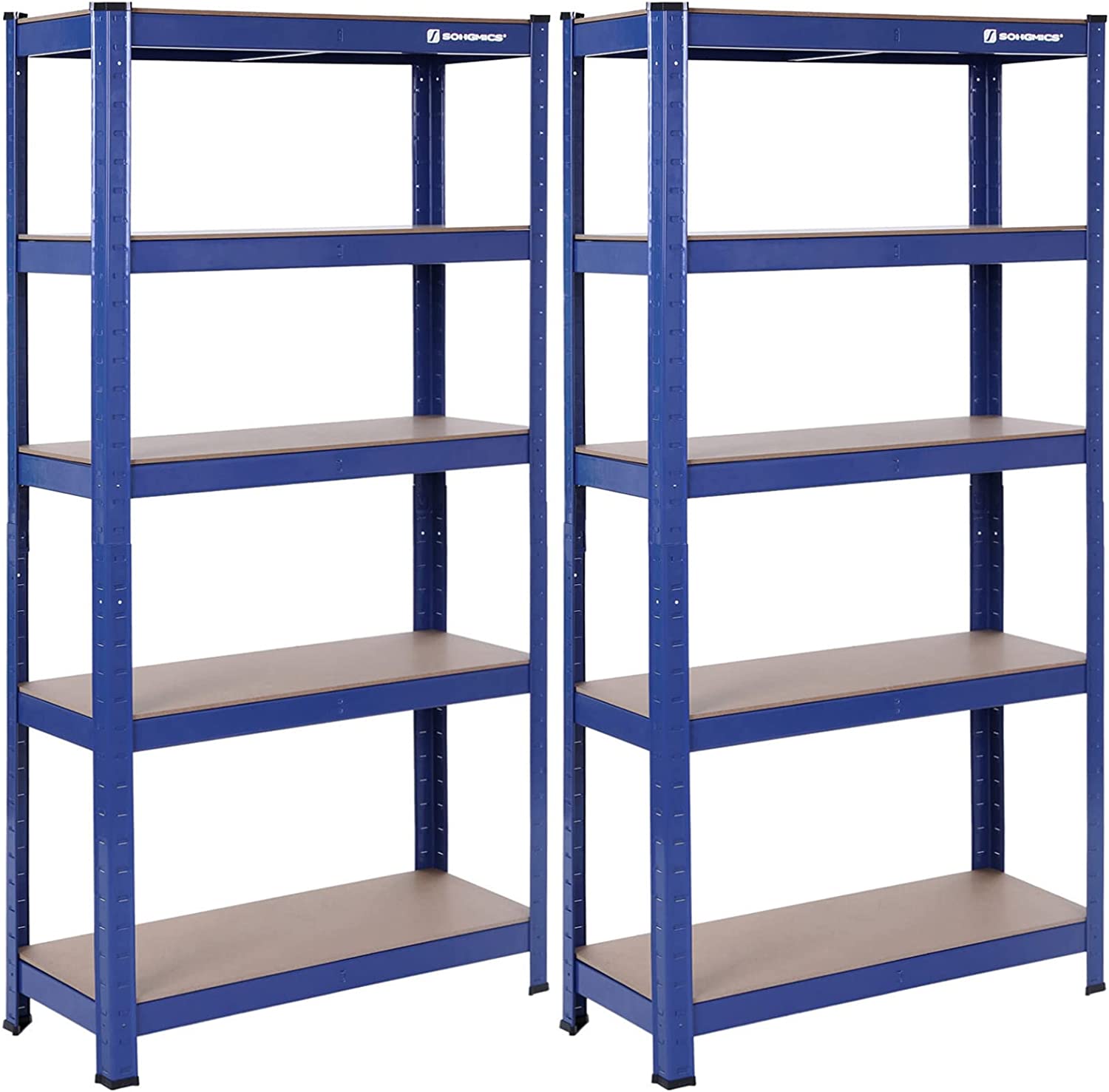 Speicherregale - 2 - Kellerschrank - 5 einstellbare Regale - Metallplanken - Blau