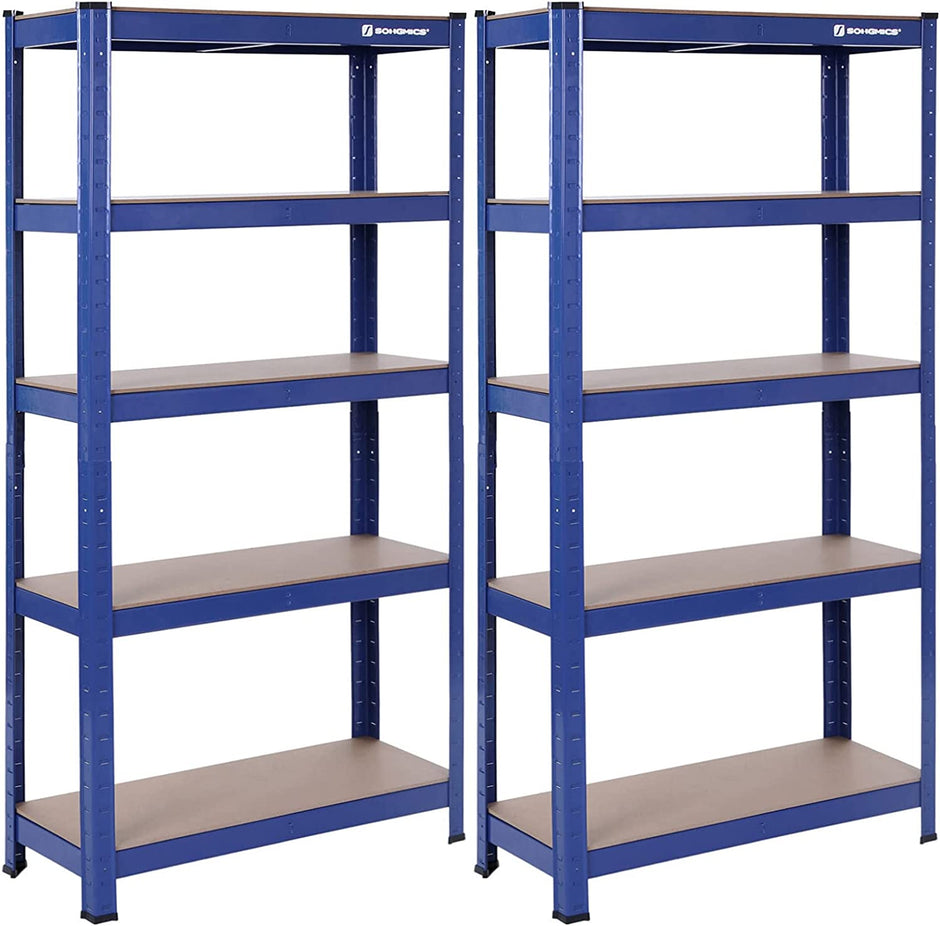 Speicherregale - 2 - Kellerschrank - 5 einstellbare Regale - Metallplanken - Blau