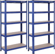 Speicherregale - 2 - Kellerschrank - 5 einstellbare Regale - Metallplanken - Blau