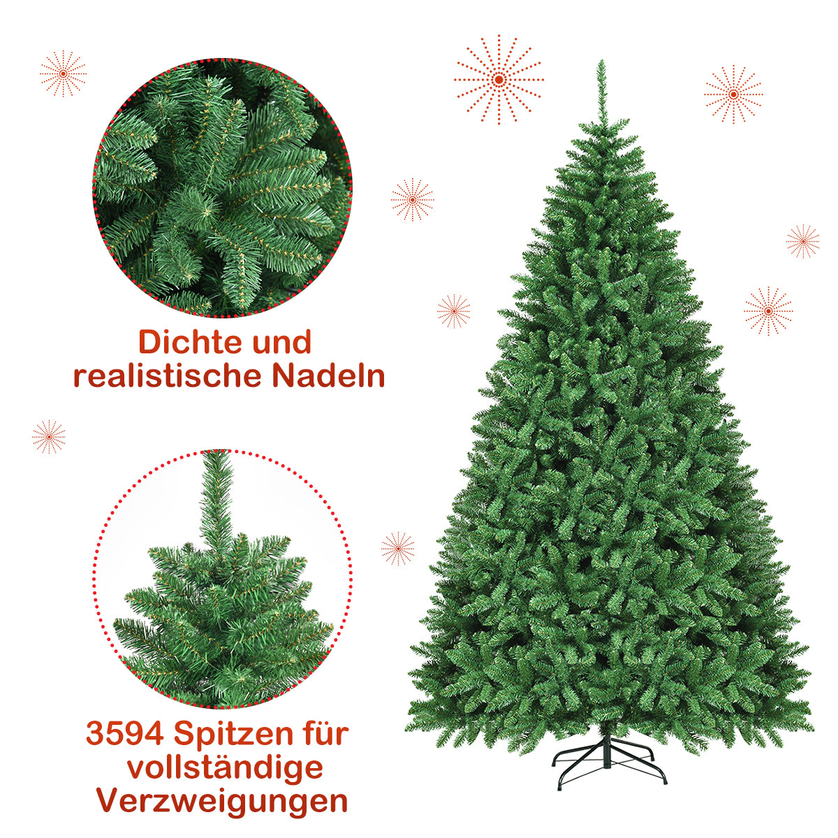 Konstgjord – julgran metall stativ med tips – 3594 275 cm – Grön