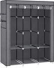 Kleiderschrank - Stoffkoffer - 2 Hangabschnitte - mit Regalen - Grau