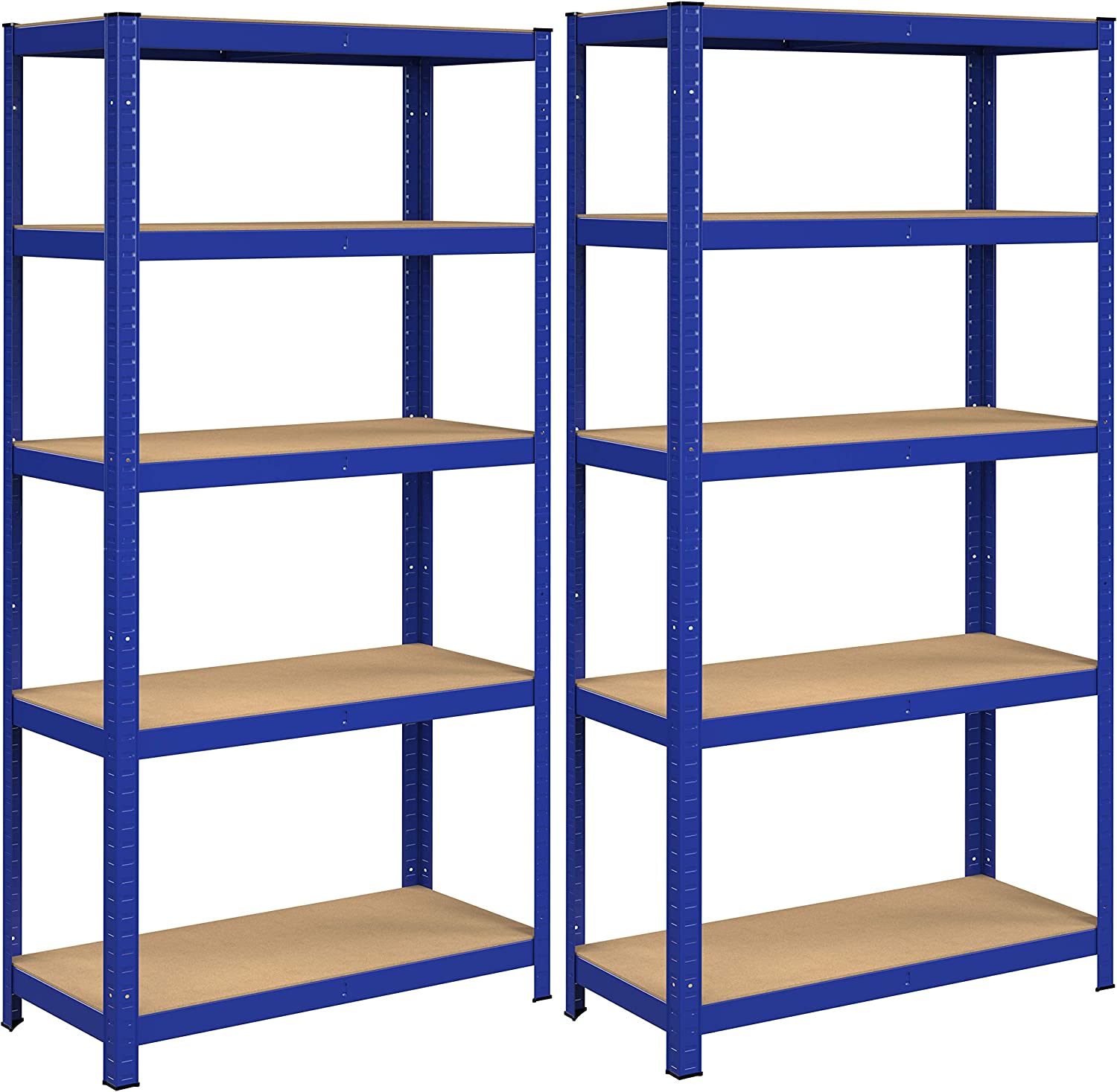 Speicherregale - 2 - Kellerroppboards - 5 einstellbare Regale - Metallplanken - 160 x 80 x 40 cm - Grau
