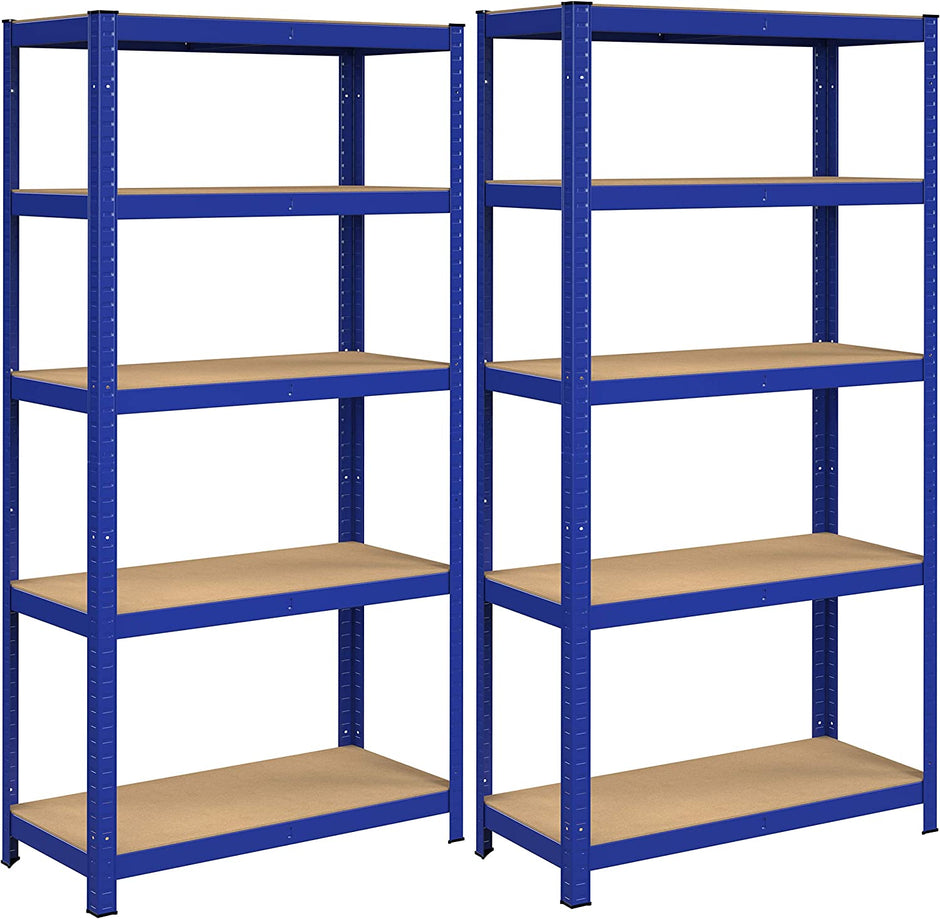 Speicherregale - 2 - Kellerroppboards - 5 einstellbare Regale - Metallplanken - 160 x 80 x 40 cm - Grau