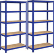 Speicherregale - 2 - Kellerroppboards - 5 einstellbare Regale - Metallplanken - 160 x 80 x 40 cm - Grau