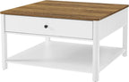 Couchtisch - Wohnzimmertisch - Sofa -Tisch - mit 2 großen Schubladen - braunes Weiß