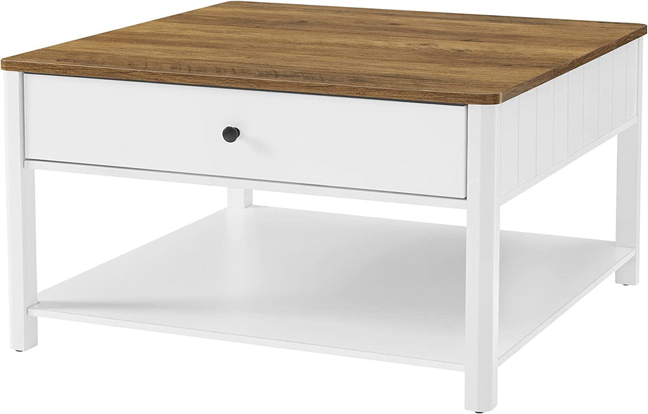 Couchtisch - Wohnzimmertisch - Sofa -Tisch - mit 2 großen Schubladen - braunes Weiß