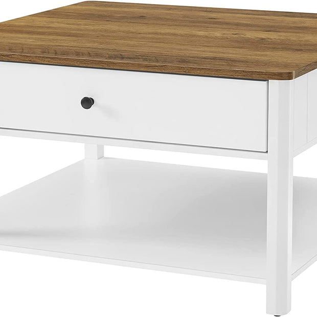 Couchtisch - Wohnzimmertisch - Sofa -Tisch - mit 2 großen Schubladen - braunes Weiß