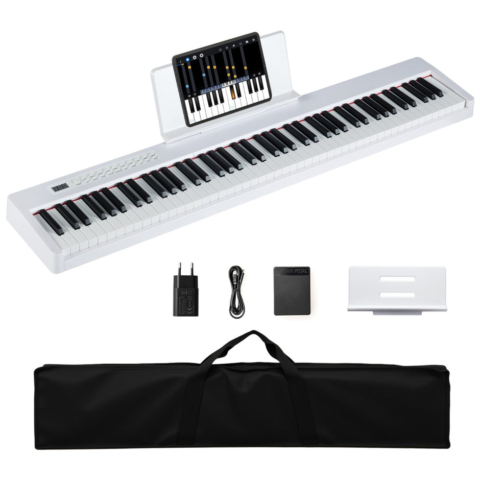 tangenter – digitalt piano bärbart fullformat elektriskt keyboard vitt – 88 – Vit