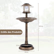 Fågelbad – med solarlampa och blomkruka fågelmatare fågelmatstation mat dispenser – Brons