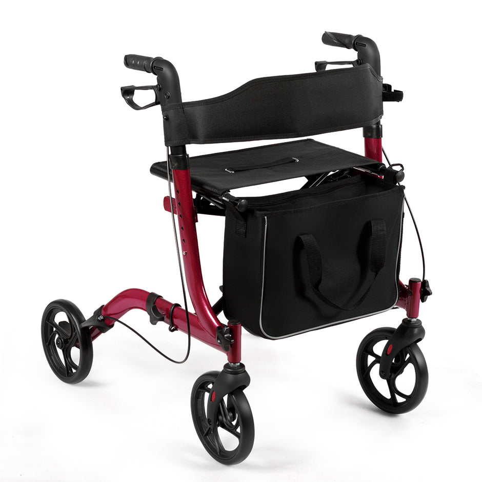 Aluminium – Rollator Fällbar Reserullator Höjdjusterbar – Röd