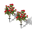 Delnings – Set Konstväxt Rosor Med Jordspets och Ständigt Gröna Blad Stjälkar Silkblommor – 2 – Röd och grön