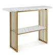 Konsolbord – med nivåer marmorlook och Gyllene – 2 120 x 29,5 x 92,5 cm – Vit